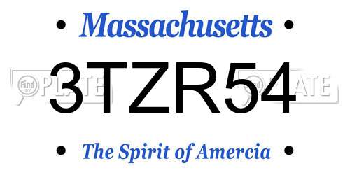 3TZR54 Massachusetts License Plate