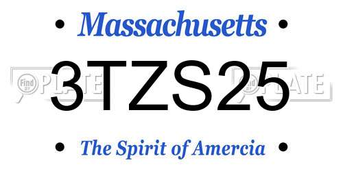 3TZS25 Massachusetts License Plate