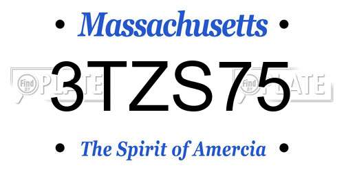 3TZS75 Massachusetts License Plate