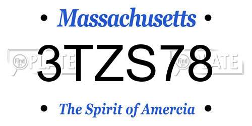 3TZS78 Massachusetts License Plate