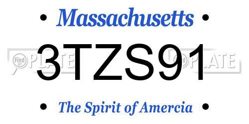 3TZS91 Massachusetts License Plate