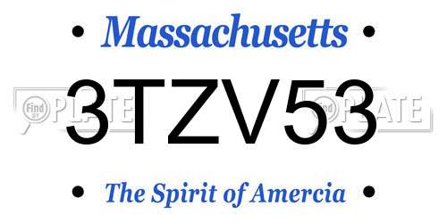 3TZV53 Massachusetts License Plate