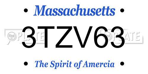 3TZV63 Massachusetts License Plate