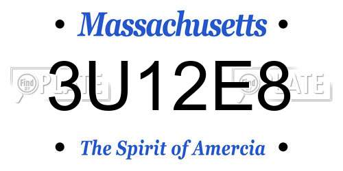 3U12E8 Massachusetts License Plate