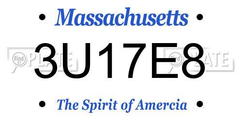 3U17E8 Massachusetts License Plate