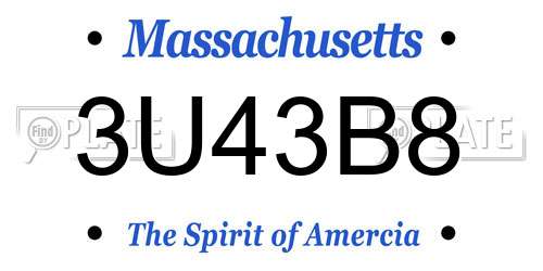 3U43B8 Massachusetts License Plate