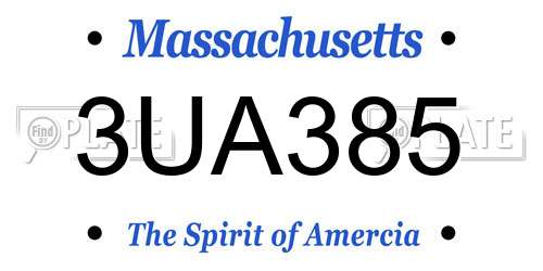 3UA385 Massachusetts License Plate
