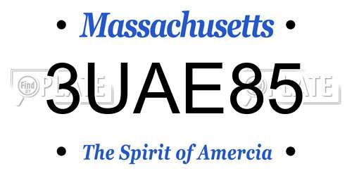 3UAE85 Massachusetts License Plate