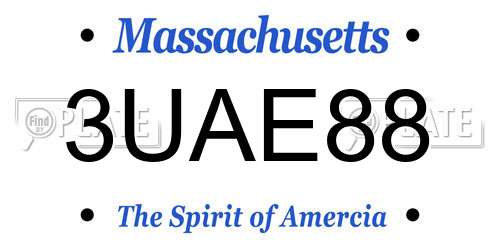 3UAE88 Massachusetts License Plate