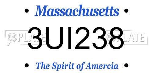 3UI238 Massachusetts License Plate