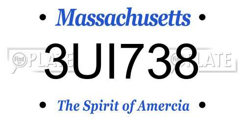 3UI738 Massachusetts License Plate