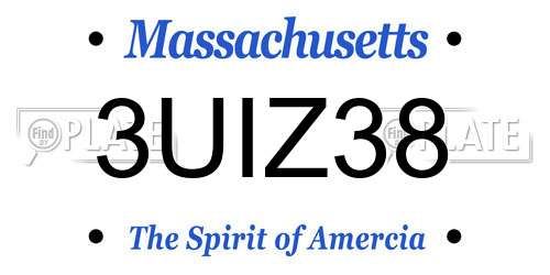 3UIZ38 Massachusetts License Plate