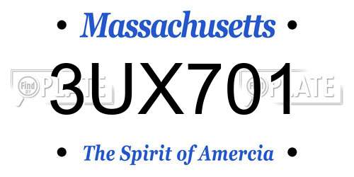3UX701 Massachusetts License Plate