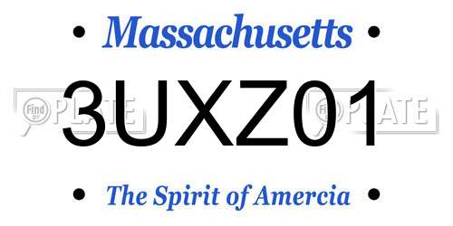 3UXZ01 Massachusetts License Plate