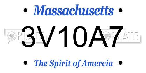 3V10A7 Massachusetts License Plate