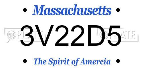 3V22D5 Massachusetts License Plate