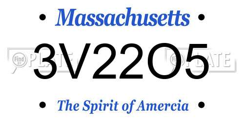 3V22O5 Massachusetts License Plate