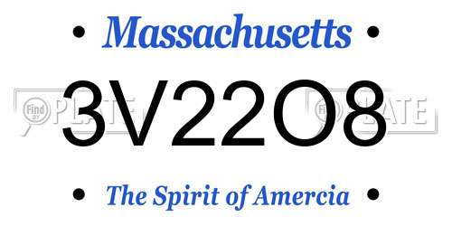 3V22O8 Massachusetts License Plate
