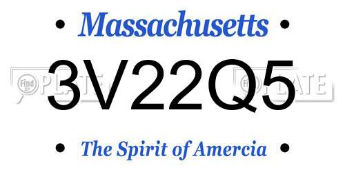 3V22Q5 Massachusetts License Plate