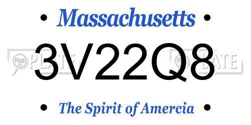 3V22Q8 Massachusetts License Plate