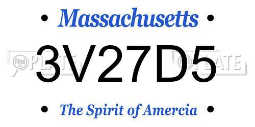 3V27D5 Massachusetts License Plate