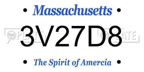 3V27D8 Massachusetts License Plate