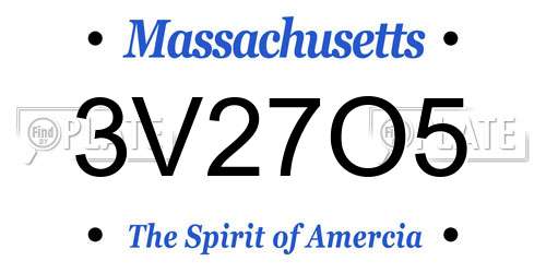 3V27O5 Massachusetts License Plate