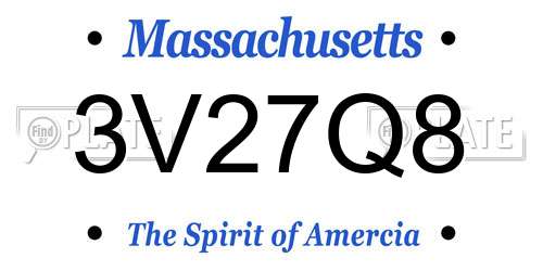 3V27Q8 Massachusetts License Plate