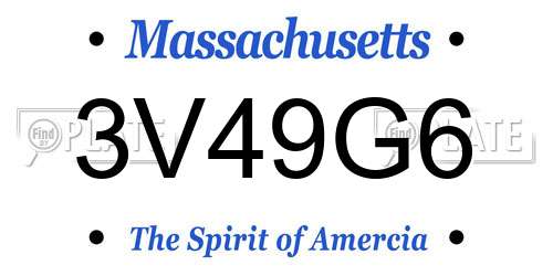 3V49G6 Massachusetts License Plate