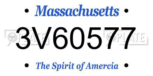 3V60577 Massachusetts License Plate