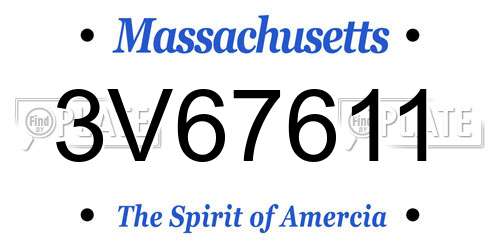 3V67611 Massachusetts License Plate