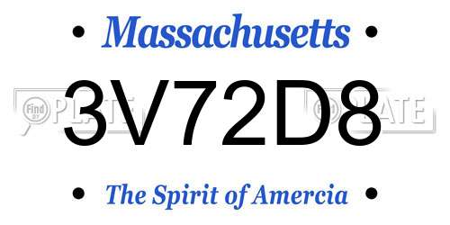 3V72D8 Massachusetts License Plate