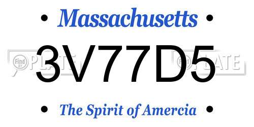 3V77D5 Massachusetts License Plate