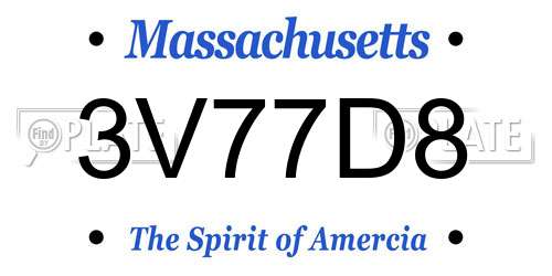 3V77D8 Massachusetts License Plate