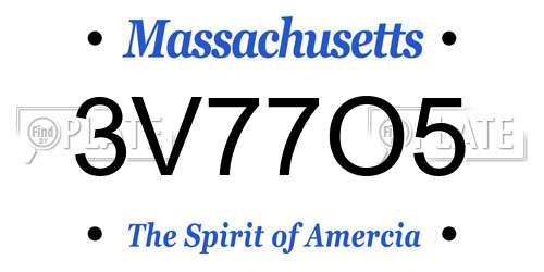 3V77O5 Massachusetts License Plate