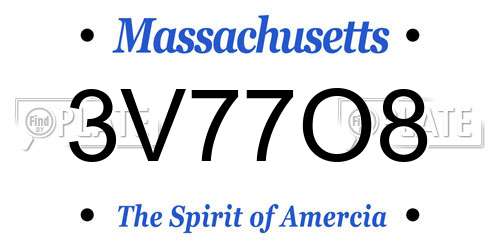 3V77O8 Massachusetts License Plate