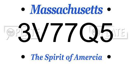 3V77Q5 Massachusetts License Plate