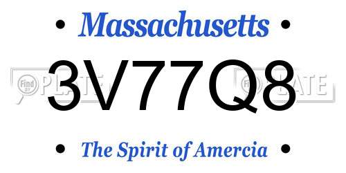 3V77Q8 Massachusetts License Plate