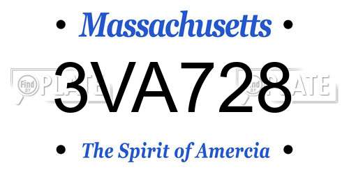 3VA728 Massachusetts License Plate