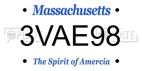 3VAE98 Massachusetts License Plate
