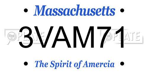 3VAM71 Massachusetts License Plate