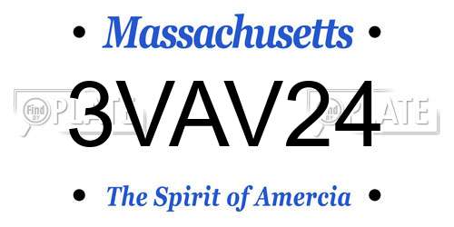 3VAV24 Massachusetts License Plate
