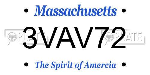 3VAV72 Massachusetts License Plate