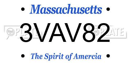 3VAV82 Massachusetts License Plate