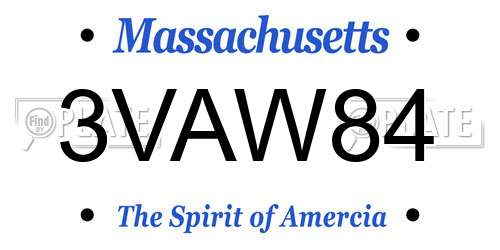 3VAW84 Massachusetts License Plate