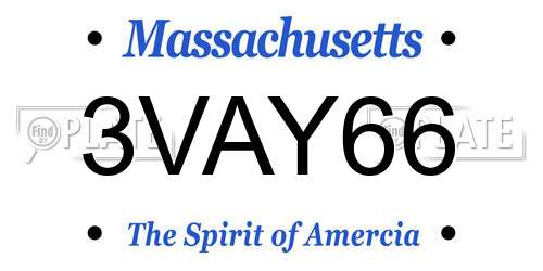 3VAY66 Massachusetts License Plate