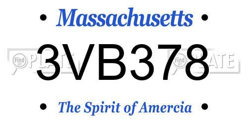 3VB378 Massachusetts License Plate