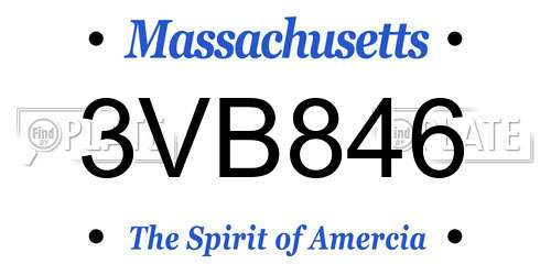 3VB846 Massachusetts License Plate