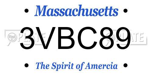 3VBC89 Massachusetts License Plate