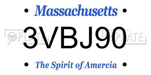 3VBJ90 Massachusetts License Plate